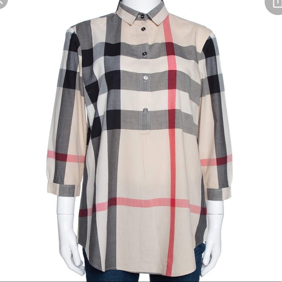 Burberry Tops - Burberry Half Button Tunic in size Small